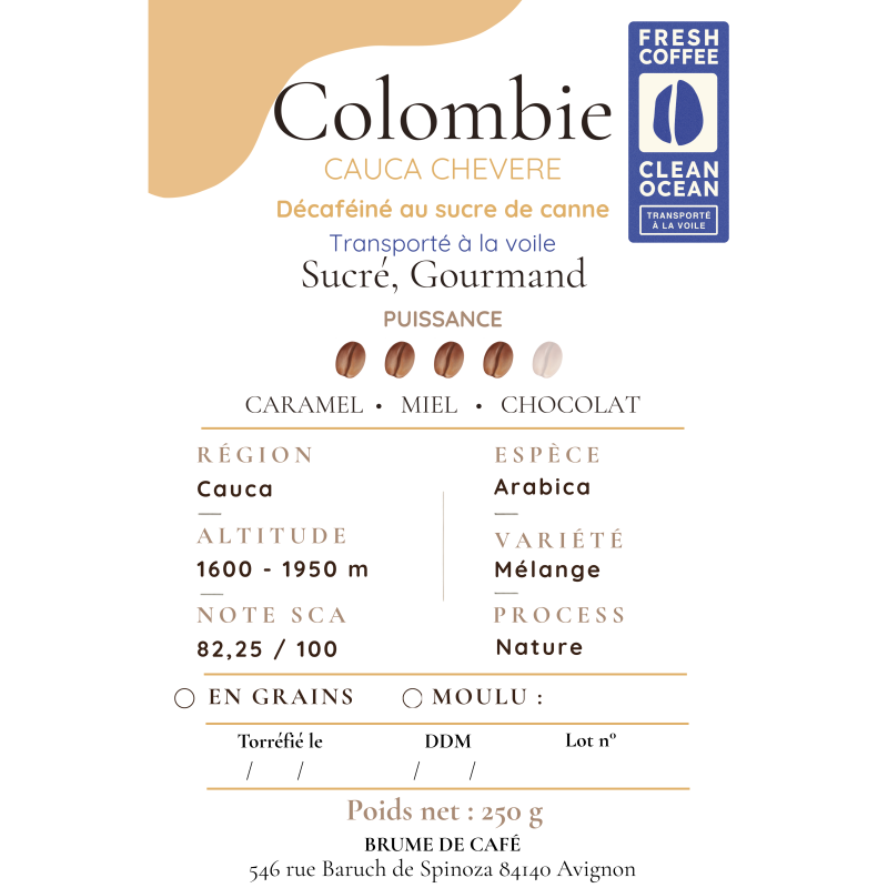 Café Colombie, Cauca Chevere - Brume de Café